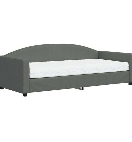 Tagesbett mit Matratze Dunkelgrau 90x200 cm Stoff