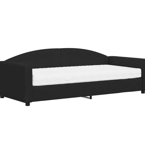 Tagesbett mit Matratze Schwarz 90x200 cm Stoff