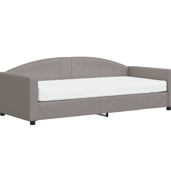 Tagesbett mit Matratze Taupe 90x200 cm Stoff