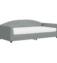 Tagesbett mit Matratze Hellgrau 100x200 cm Stoff
