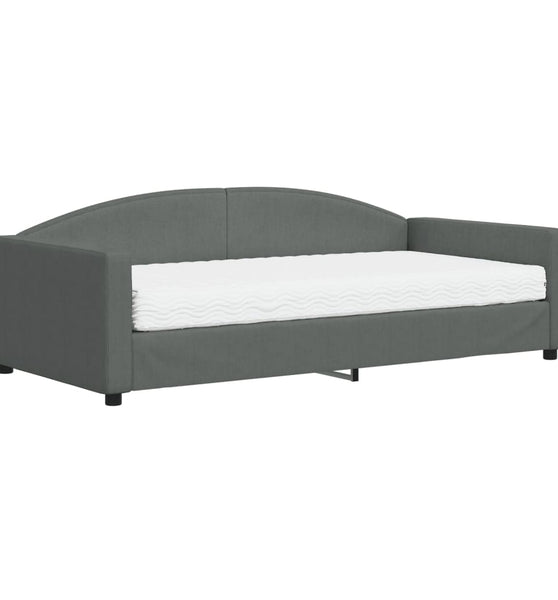 Tagesbett mit Matratze Dunkelgrau 100x200 cm Stoff