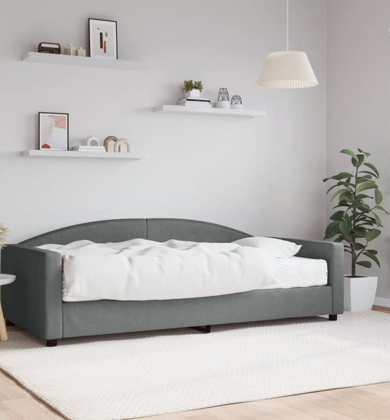 Tagesbett mit Matratze Dunkelgrau 100x200 cm Stoff