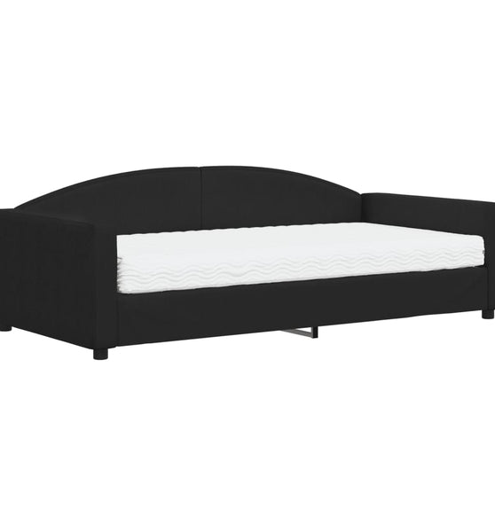 Tagesbett mit Matratze Schwarz 100x200 cm Stoff