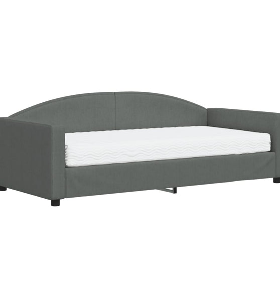 Tagesbett mit Matratze Dunkelgrau 90x190 cm Stoff