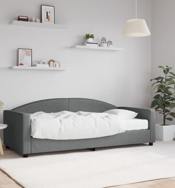 Tagesbett mit Matratze Dunkelgrau 90x190 cm Stoff