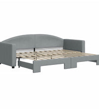 Tagesbett Ausziehbar Hellgrau 80x200 cm Stoff