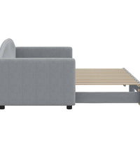 Tagesbett Ausziehbar Hellgrau 80x200 cm Stoff