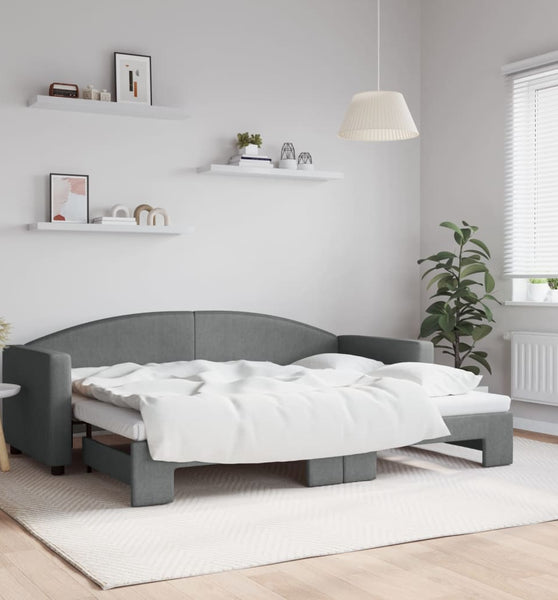 Tagesbett Ausziehbar Dunkelgrau 80x200 cm Stoff