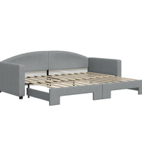 Tagesbett Ausziehbar Hellgrau 90x200 cm Stoff