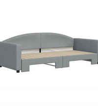 Tagesbett Ausziehbar Hellgrau 90x200 cm Stoff