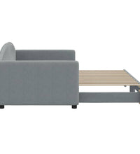 Tagesbett Ausziehbar Hellgrau 90x200 cm Stoff