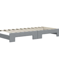 Tagesbett Ausziehbar Hellgrau 90x200 cm Stoff