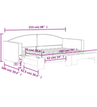 Tagesbett Ausziehbar Hellgrau 90x200 cm Stoff
