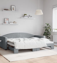 Tagesbett Ausziehbar Hellgrau 90x200 cm Stoff