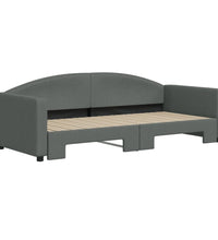 Tagesbett Ausziehbar Dunkelgrau 90x200 cm Stoff