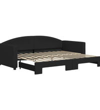 Tagesbett Ausziehbar Schwarz 90x200 cm Stoff