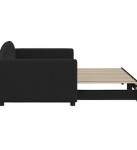 Tagesbett Ausziehbar Schwarz 90x200 cm Stoff