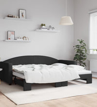 Tagesbett Ausziehbar Schwarz 90x200 cm Stoff