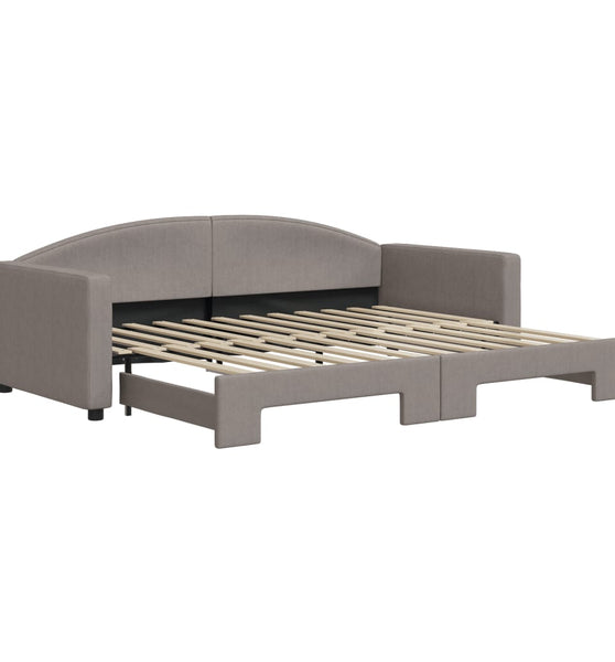 Tagesbett Ausziehbar Taupe 90x200 cm Stoff
