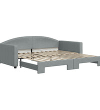 Tagesbett Ausziehbar Hellgrau 100x200 cm Stoff