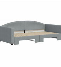 Tagesbett Ausziehbar Hellgrau 100x200 cm Stoff