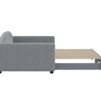 Tagesbett Ausziehbar Hellgrau 100x200 cm Stoff