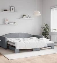 Tagesbett Ausziehbar Hellgrau 100x200 cm Stoff