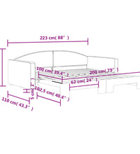 Tagesbett Ausziehbar Dunkelgrau 100x200 cm Stoff
