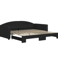 Tagesbett Ausziehbar Schwarz 100x200 cm Stoff