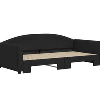 Tagesbett Ausziehbar Schwarz 100x200 cm Stoff
