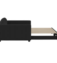 Tagesbett Ausziehbar Schwarz 100x200 cm Stoff