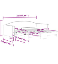 Tagesbett Ausziehbar Schwarz 100x200 cm Stoff