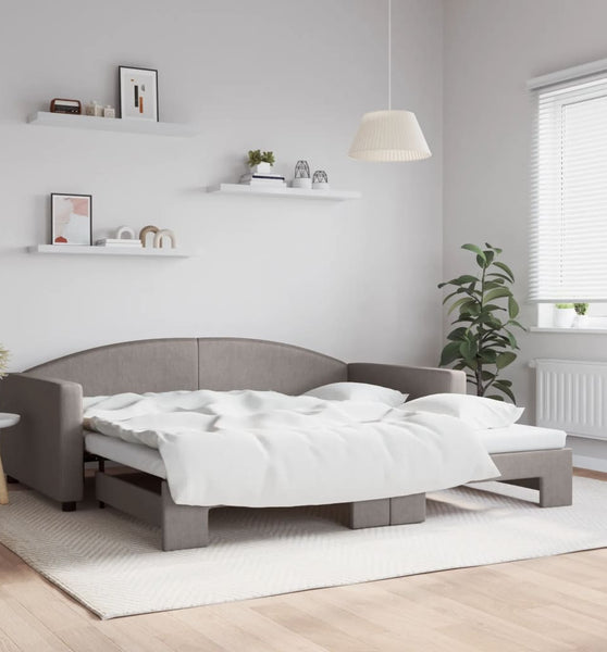 Tagesbett Ausziehbar Taupe 100x200 cm Stoff