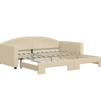 Tagesbett Ausziehbar Creme 100x200 cm Stoff