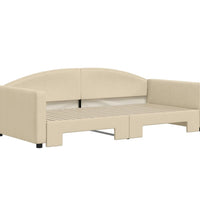 Tagesbett Ausziehbar Creme 100x200 cm Stoff