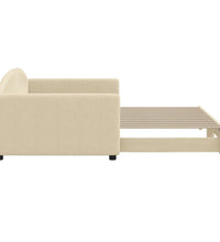 Tagesbett Ausziehbar Creme 100x200 cm Stoff