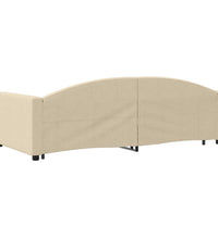 Tagesbett Ausziehbar Creme 100x200 cm Stoff