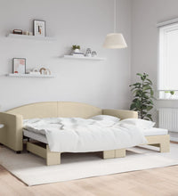 Tagesbett Ausziehbar Creme 100x200 cm Stoff