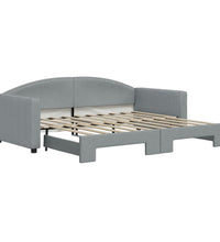 Tagesbett Ausziehbar Hellgrau 90x190 cm Stoff