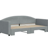 Tagesbett Ausziehbar Hellgrau 90x190 cm Stoff