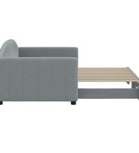 Tagesbett Ausziehbar Hellgrau 90x190 cm Stoff