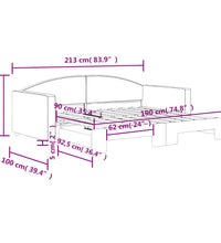 Tagesbett Ausziehbar Hellgrau 90x190 cm Stoff