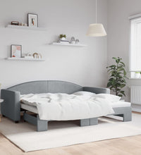 Tagesbett Ausziehbar Hellgrau 90x190 cm Stoff