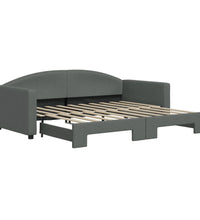 Tagesbett Ausziehbar Dunkelgrau 90x190 cm Stoff