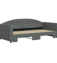 Tagesbett Ausziehbar Dunkelgrau 90x190 cm Stoff