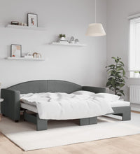 Tagesbett Ausziehbar Dunkelgrau 90x190 cm Stoff