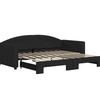 Tagesbett Ausziehbar Schwarz 90x190 cm Stoff