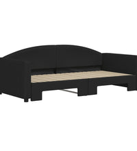 Tagesbett Ausziehbar Schwarz 90x190 cm Stoff