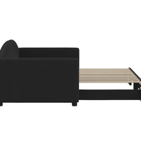 Tagesbett Ausziehbar Schwarz 90x190 cm Stoff