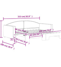 Tagesbett Ausziehbar Schwarz 90x190 cm Stoff